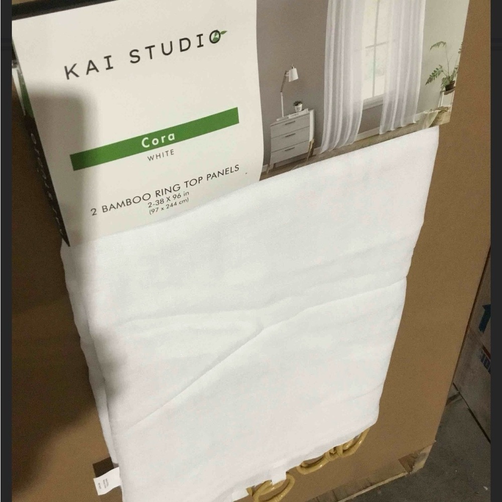 Kai Studio White Curtains with bamboo ring top
38x96”